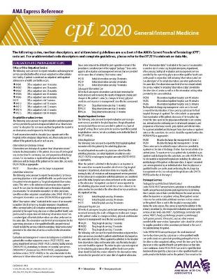 CPT 2020 Express Reference Coding Card: General/Internal Medicine