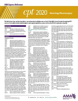 CPT 2020 Express Reference Coding Card: Neurology/Neurosurgery