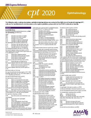 CPT 2020 Express Reference Coding Card: Ophthalmology
