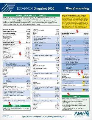 ICD-10-CM 2020 Snapshot Coding Card: Allergy/Immunology