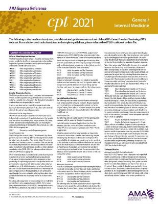 CPT 2021 Express Reference Coding Card: General/Internal Medicine